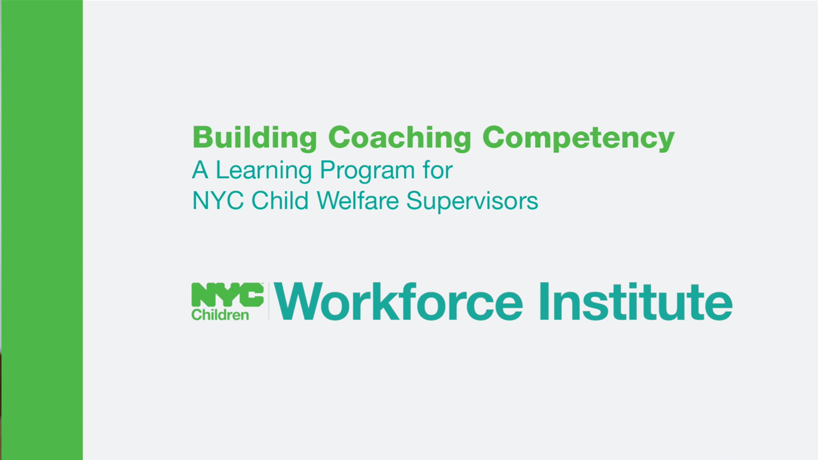 Building Coaching Competency NYC Child Welfare WI Splash Image